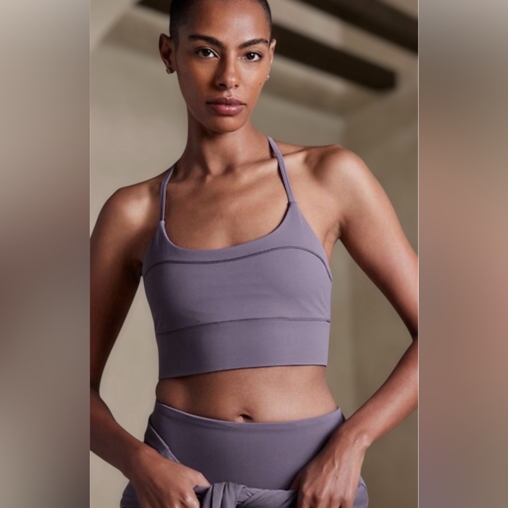 Banana Republic Lavender Gray Active Crossback Sport Bra, Size XL
